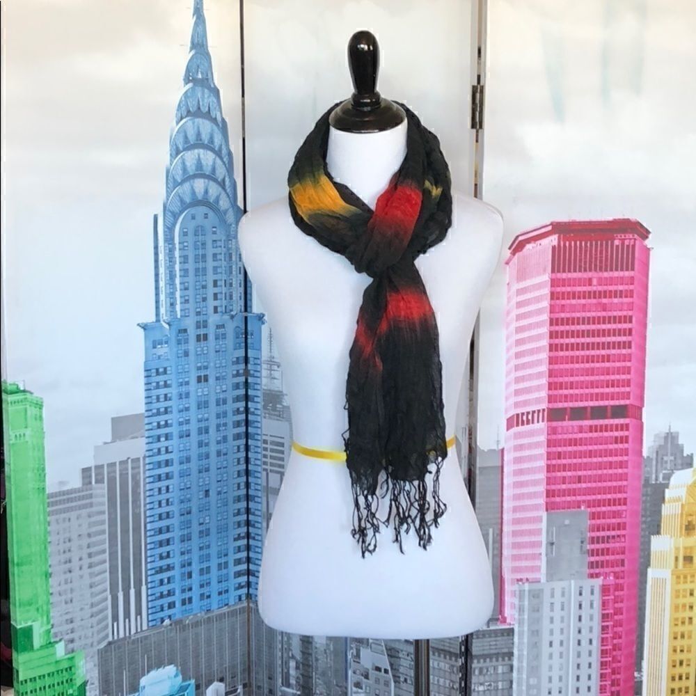 Pretty black / red / yellow scarf - Picture 3 of 6